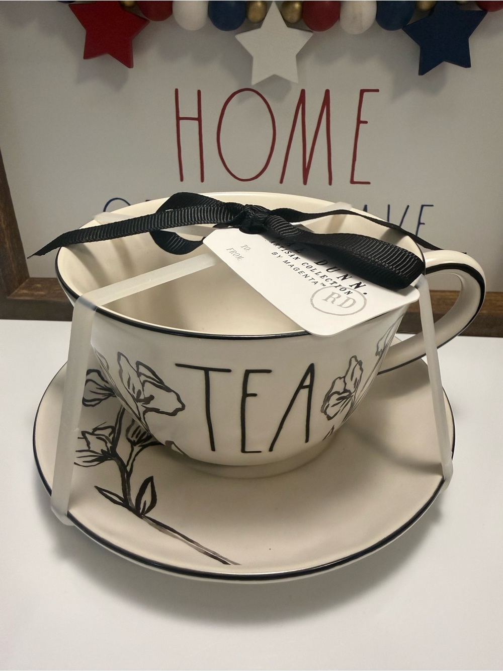 Rae Dunn “TEA” Teacup & Saucer Set
